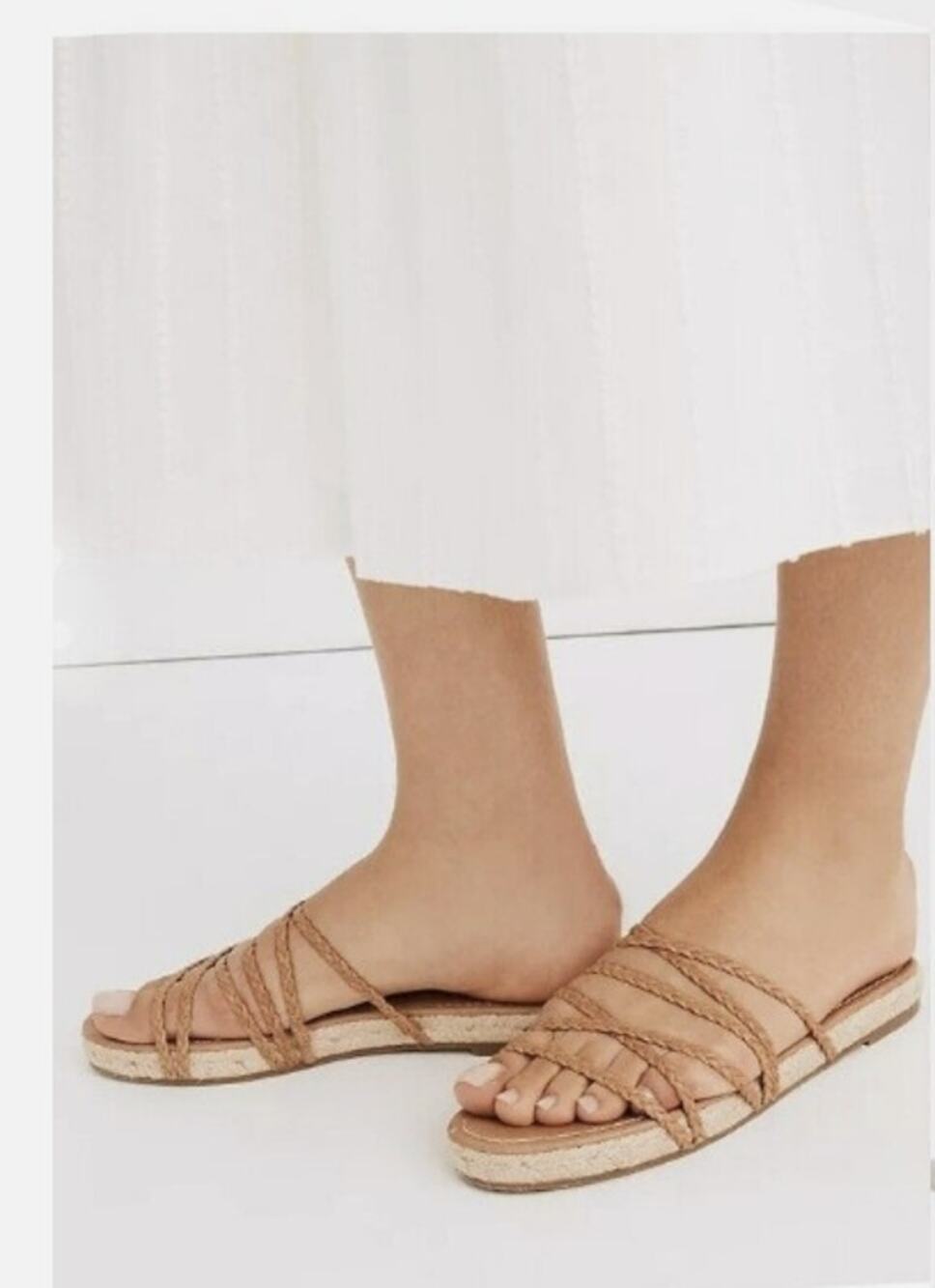 Madewell Bombe Leather Slides WMNS 7.5 English Saddle Sandal Minimal Resort Chic